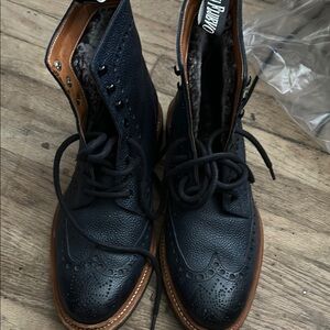 Fluevog Newell Blue Leather Brogue Boots.lined.M8/W10